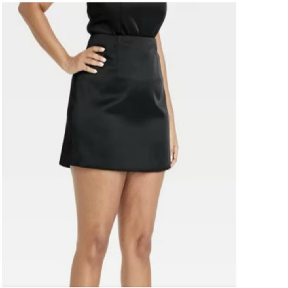 a new day Black Satin Mini Skirt